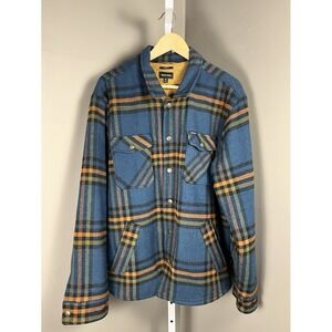 Brixton Sherpa Lined Plaid Flannel Jacket Men XL Relaxed Fit Snap Button Shacket